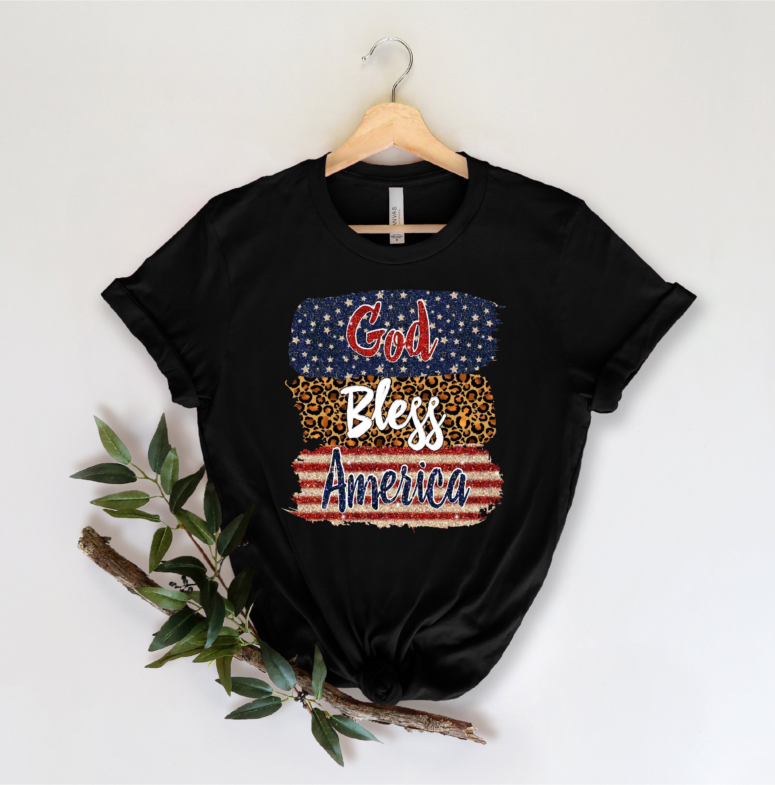Independence Day God Bless America Print T-shirt