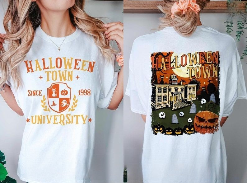 Vintage Halloween Print Short Sleeve T-shirt