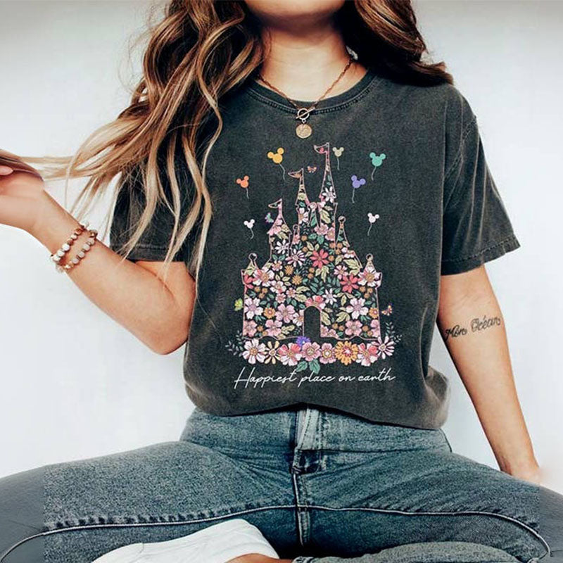 Happiest Place on Earth Floral T-shirt