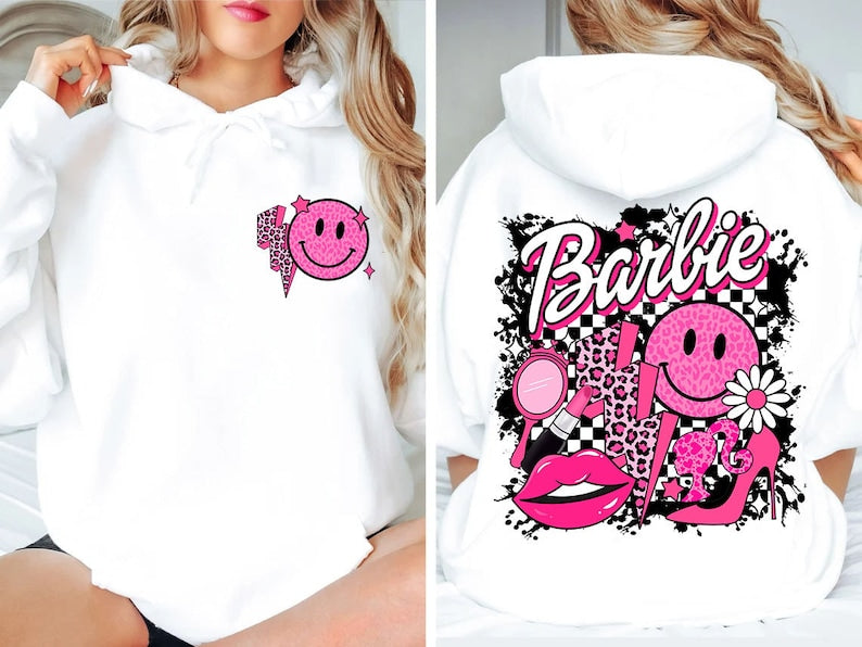 I'm A Barbie Girl Lepard 2Sides Print Hoodie