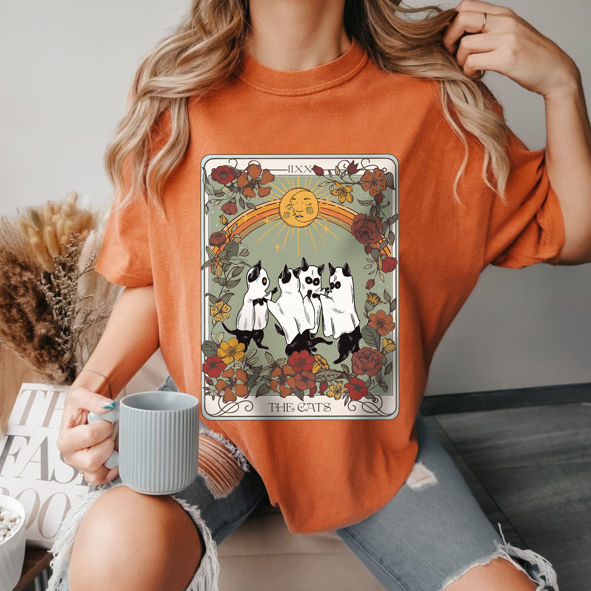 Vintage Cat Tarot Halloween T-Shirt
