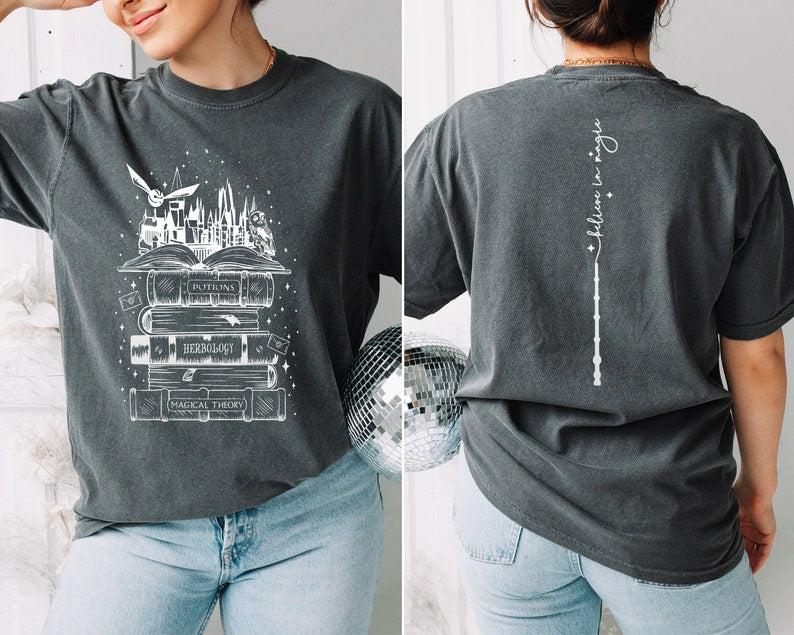 Hogwarts Castle Book Believe in Magic T-shirt