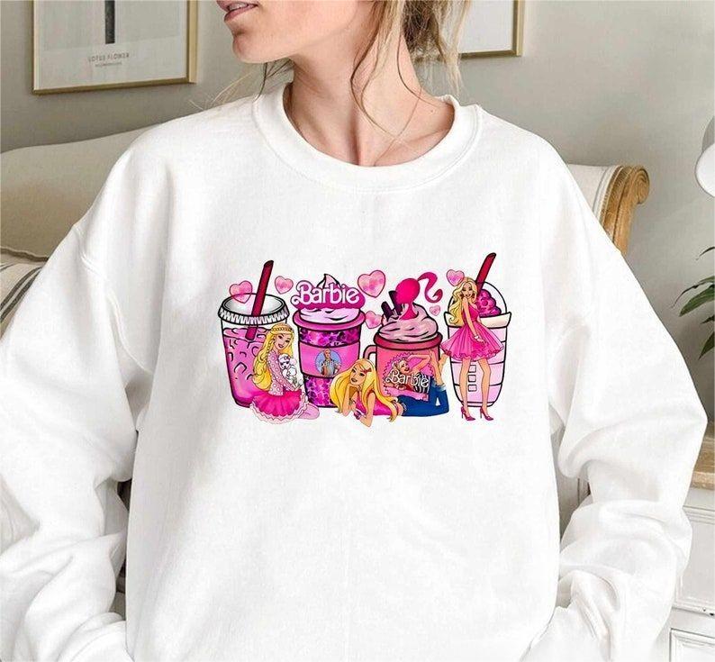 2 Styles Barbie Coffee Print Sweatshirt