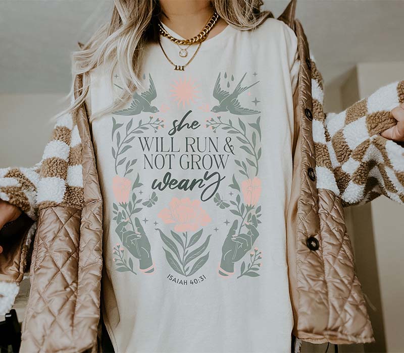 Boho Faith Bible Verse Crewneck T-shirt