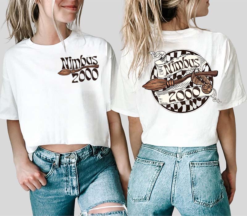Magical Wizard Broom Front and Back Design T-shirt
