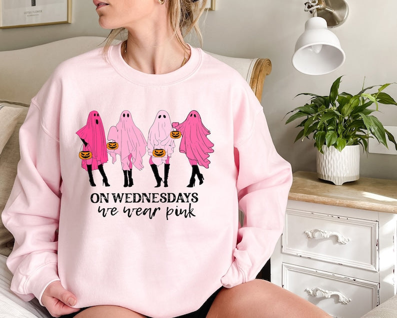 On Wednesday We Wear Pink Ghost Sweatshirt