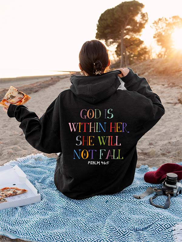 God is Within Her She Will Not Fall Hoodie