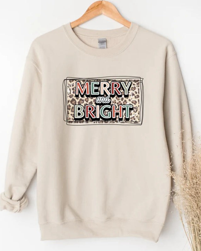 Merry and Bright Leopard Sweatshirt