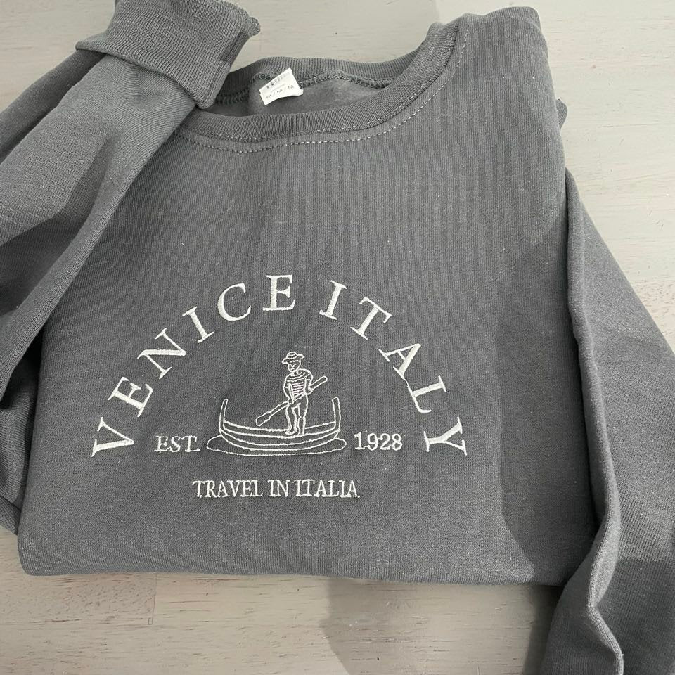 Venice Italy Letter Embroidered Sweatshirt