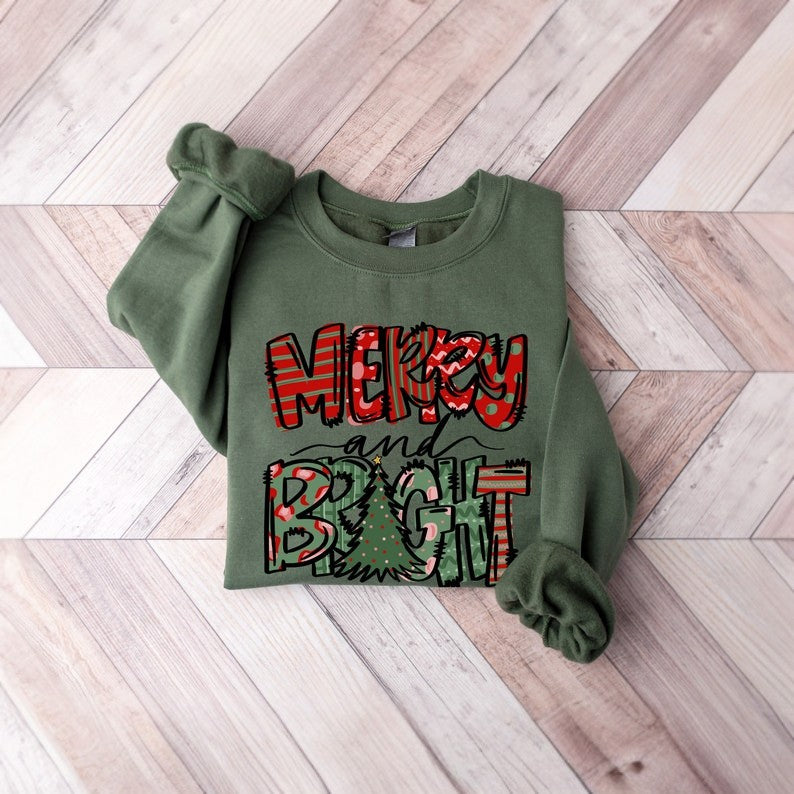 Merry and Bright Print Sweatshirt