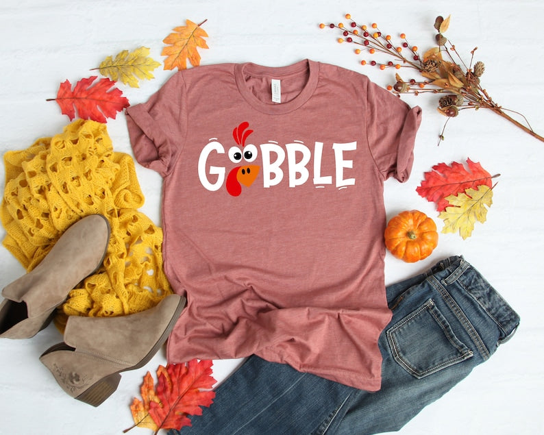 Gobble Thanksgiving Print T-shirt