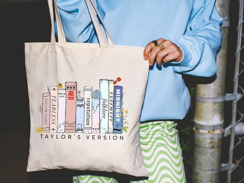 Taylor Swift Albums As Books Canvas Tote Bag