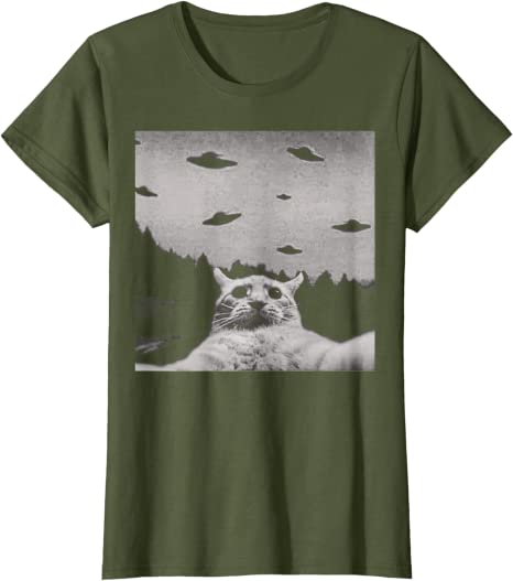 Alien UFO Funny Cat T-Shirt