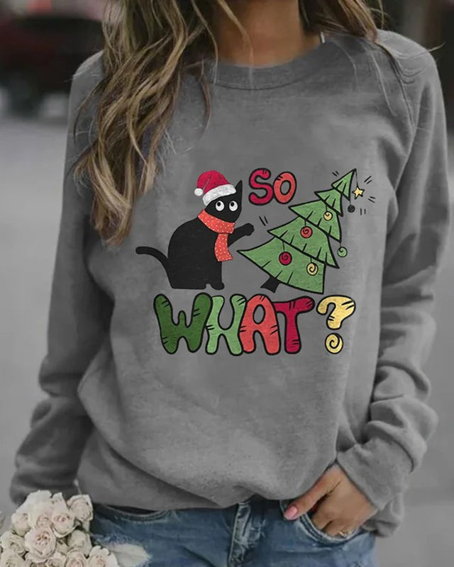 Funny Christmas Tree Print Sweatshirt