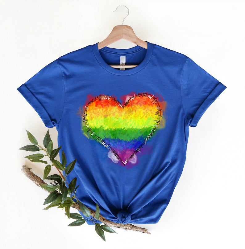 Rainbow Heart Casual T-shirt