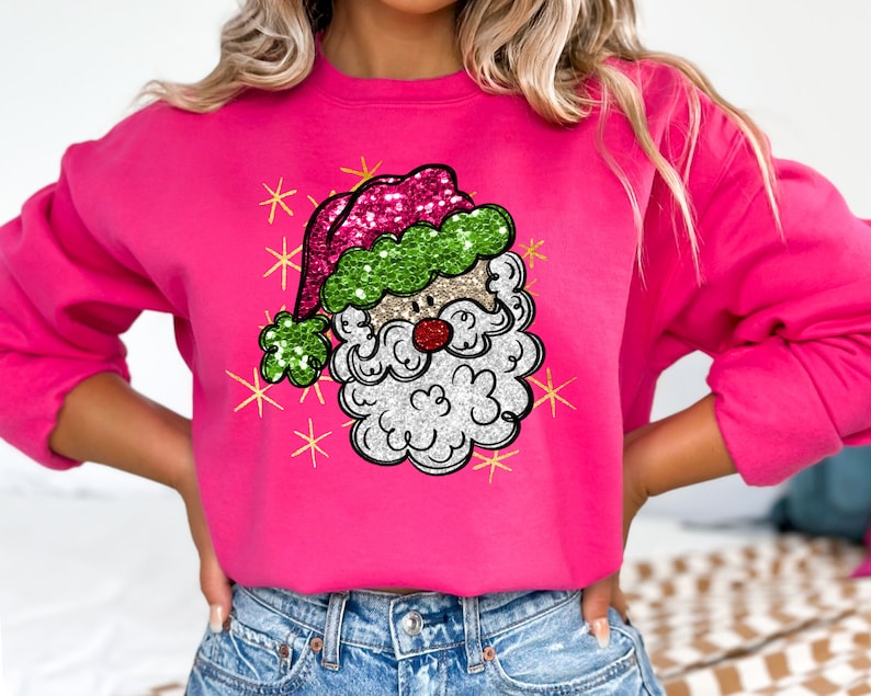 Faux Sequin Santa Sweatshirt