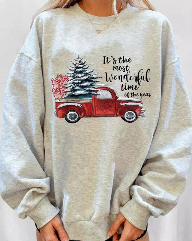 Vintage Christmas Truck Tree Sweatshirt