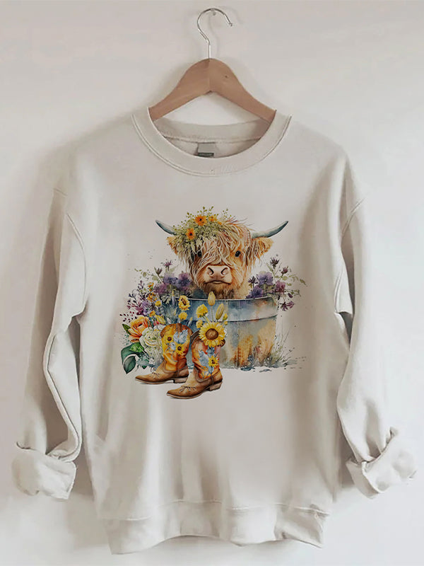 Highland Cow in Metal Tub Sweatshirt