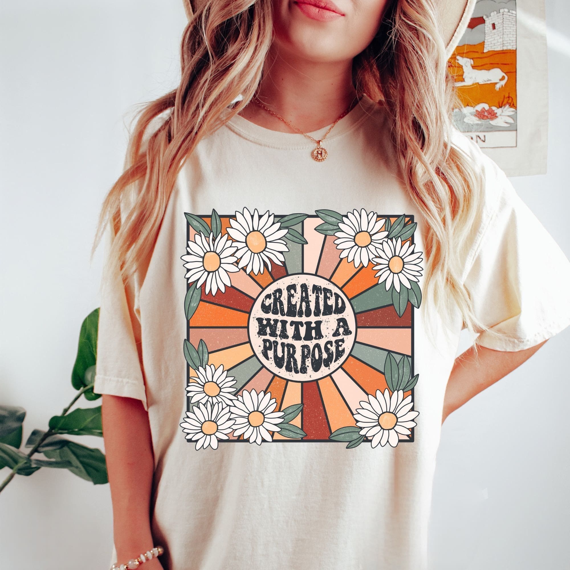 Created With A Purpose Flowers Print T-shirt